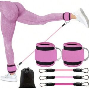 Pink Ankle Resistance Bands with Cuffs